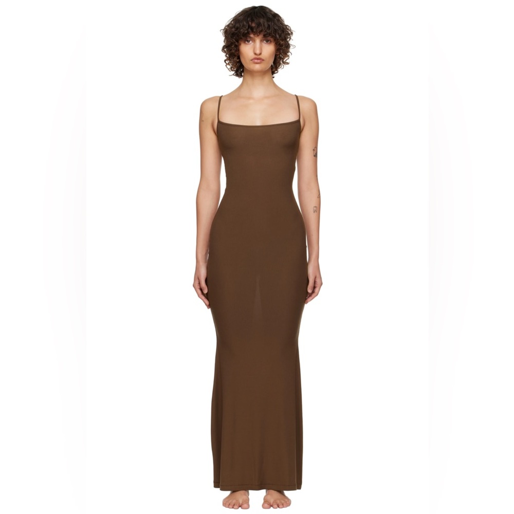 SKIMS Soft Lounge Brown Maxi Slip Dress Sz XL